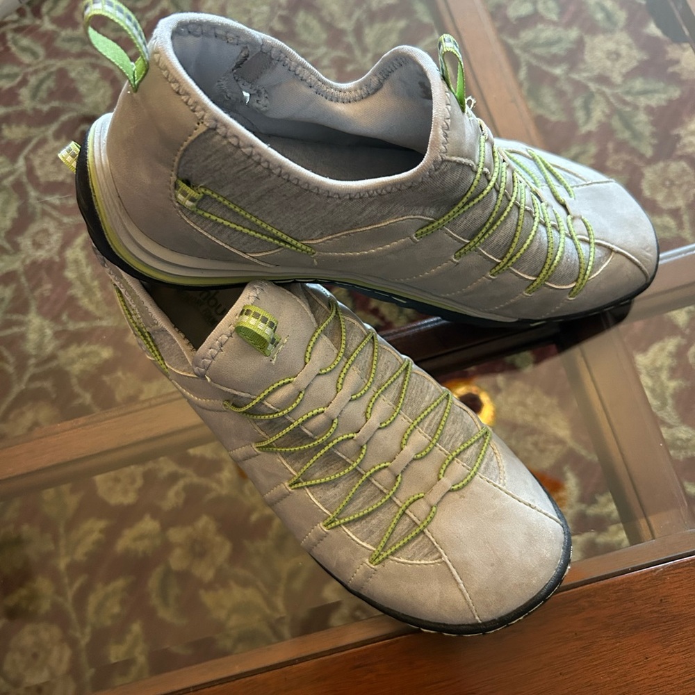 Gray and Green Casual Sneakers